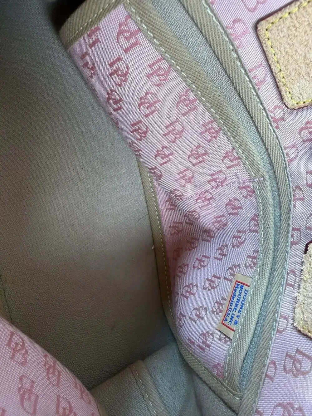 Dooney & Bourke Signature DB Pink Canvas Satchel Handbag